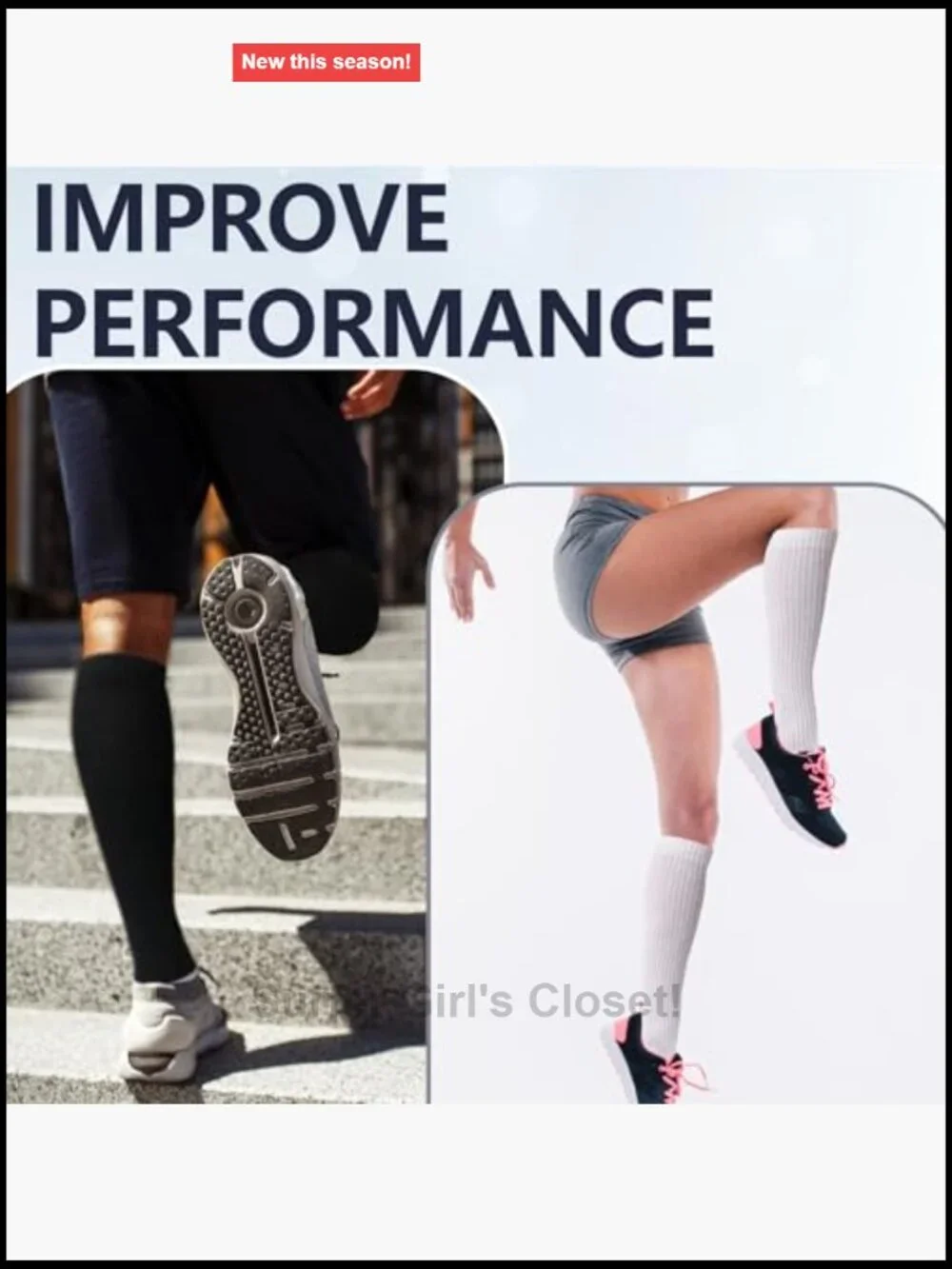 Cotton Compression Socks 4 Pairs 15-20mmHg Knee High for Sports Travel Nursing